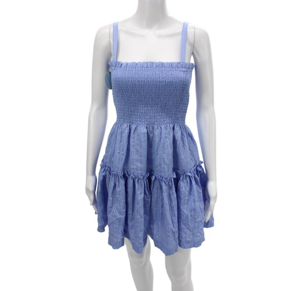 Hill House Womens Fit & Flare Sundress Blue Square Neck Sleeveless Size M